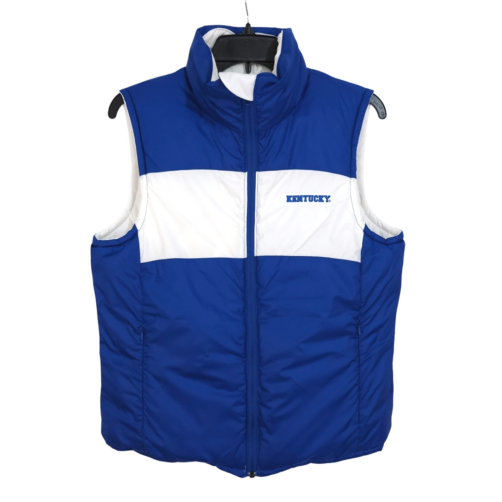 Columbia Kentucky Wildcats Reversible Zip Puffer Vest Womens Medium White Blue